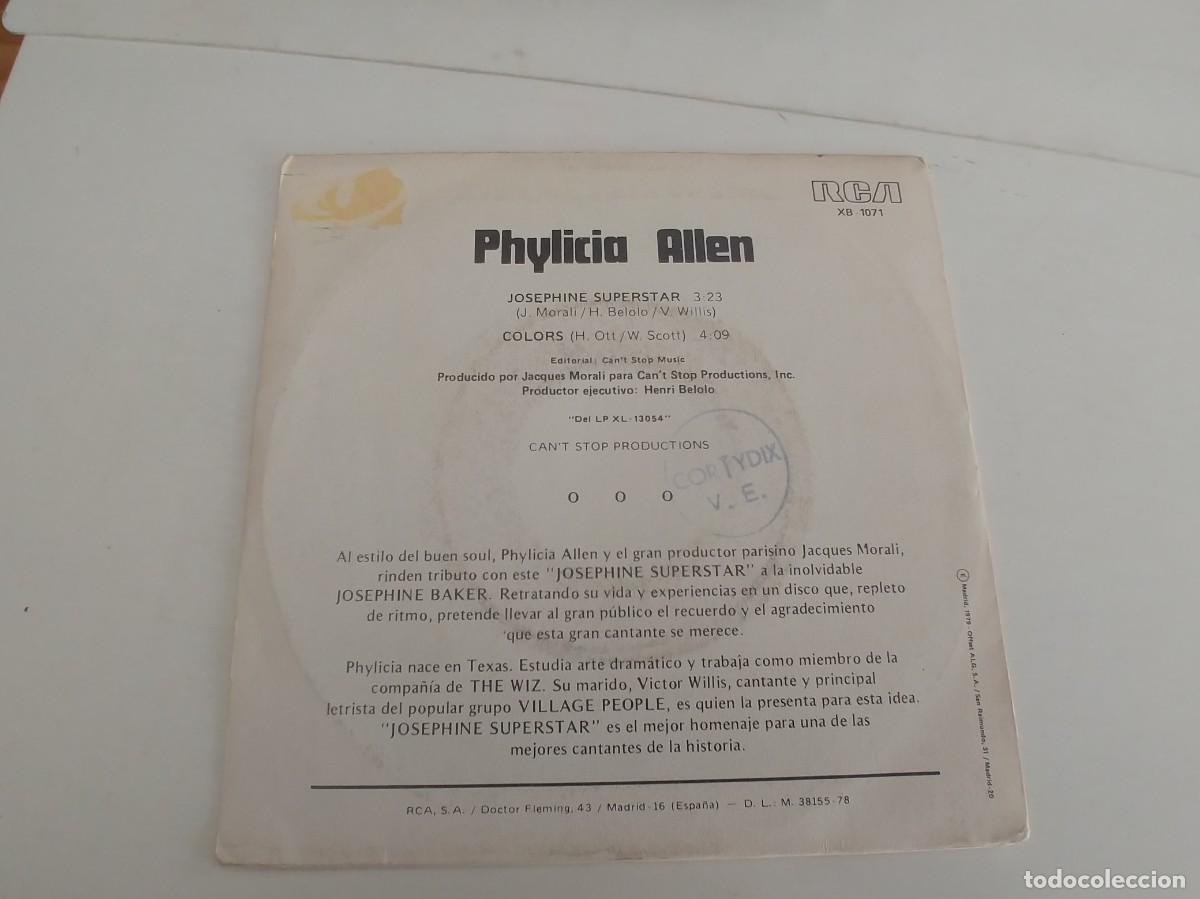 Discos de vinilo: PHYLICIA ALLEN-SINGLE JOSEPHINE SUPERSTAR - Foto 2