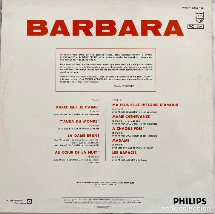 Discos de vinilo: BARBARA, PARCE QUE JE TAIME. LP FRANCIA - Foto 2