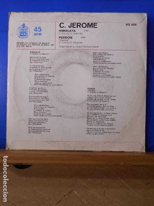 Discos de vinilo: C.JEROME / HIMALAYA / PERDON (SINGLE 1973) - Foto 2