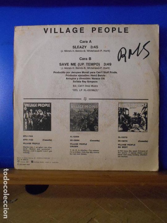 Discos de vinilo: VILLAGE PEOPLE - SLEAZY / SAVE ME - Foto 3