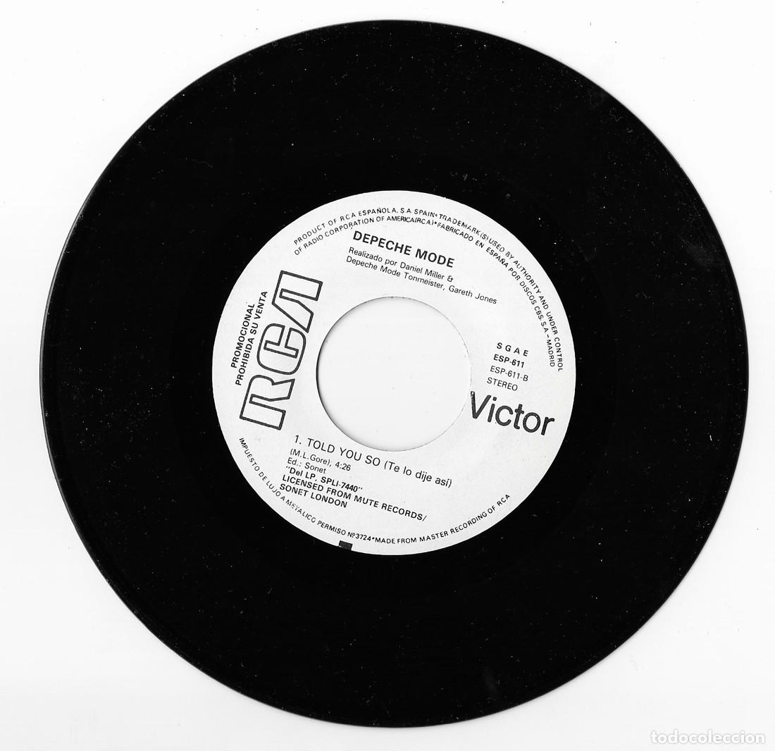 Discos de vinilo: DEPECHE MODE SINGLE TOLD YOU SO PROMO COMO NUEVO - Foto 4