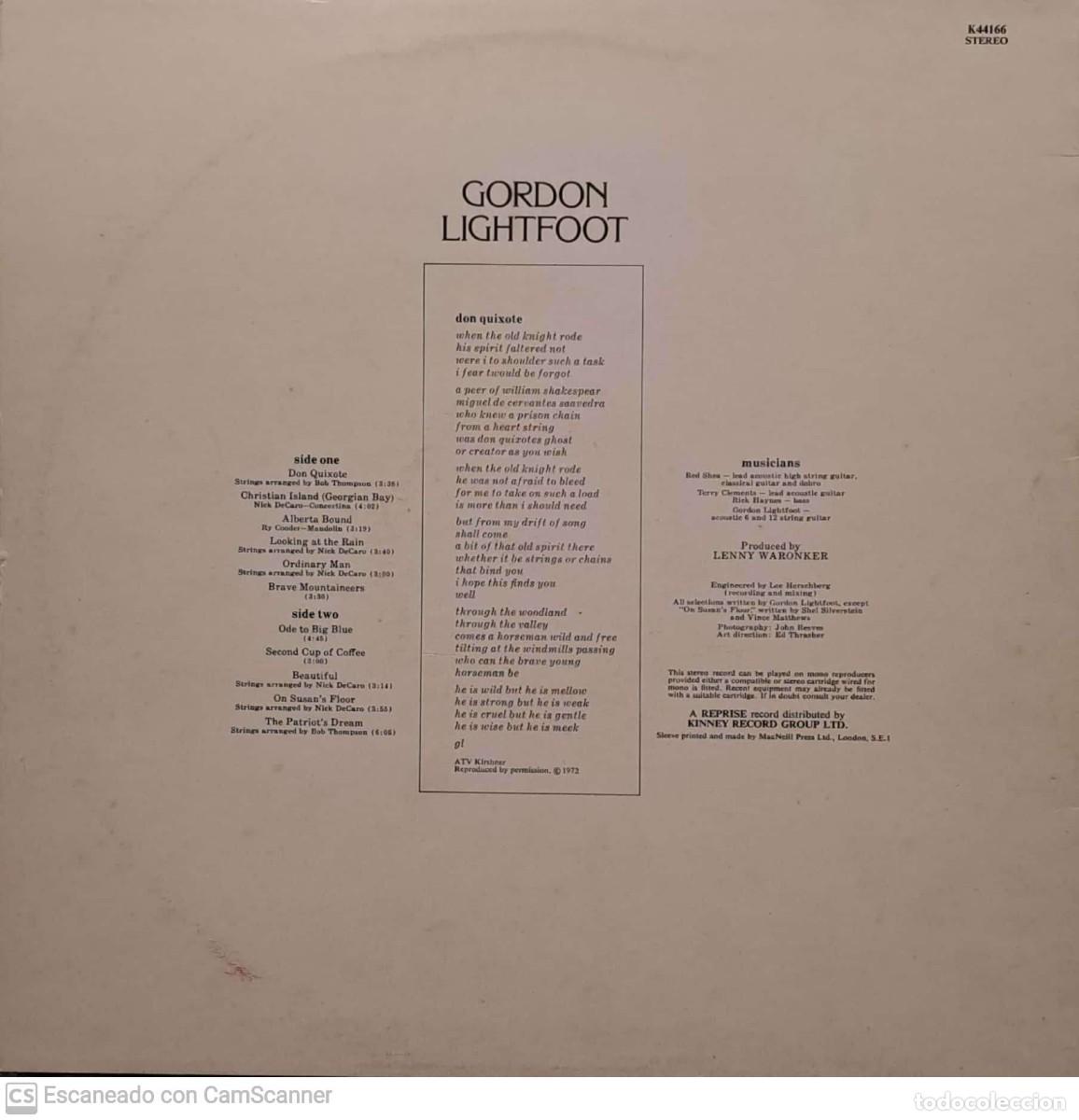Discos de vinilo: Gordon Lightfoot &lrm;&ndash; Don Quixote - Foto 2