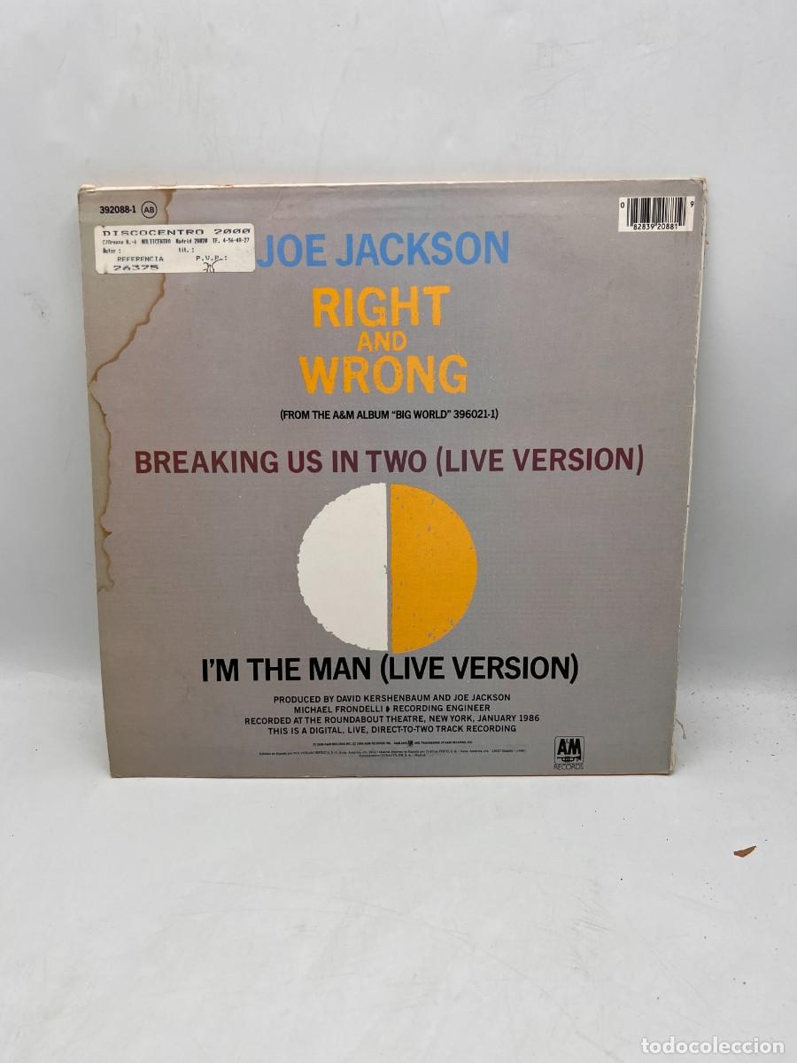Discos de vinilo: MAXI-SINGLE - JOE JACKSON - RIGHT AND WRONG - A&M RECORDS - MADRID 1986 - Foto 4