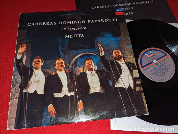 Discos de vinilo: CARRERAS & PLACIDO DOMINGO & PAVAROTTI En concierto MEHTA LP 1990 Decca ESPA&Ntilde;A SPAIN