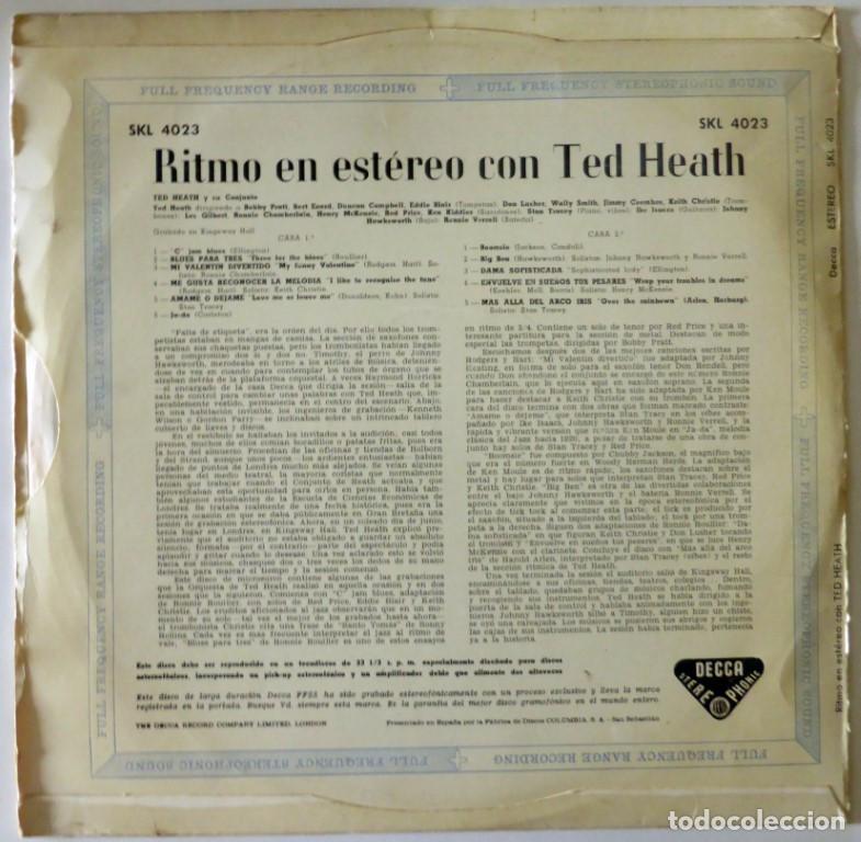 Discos de vinilo: Ted Heath. Ritmo en estereo con Ted Heath. Decca, Spain 1959 LP - Foto 2