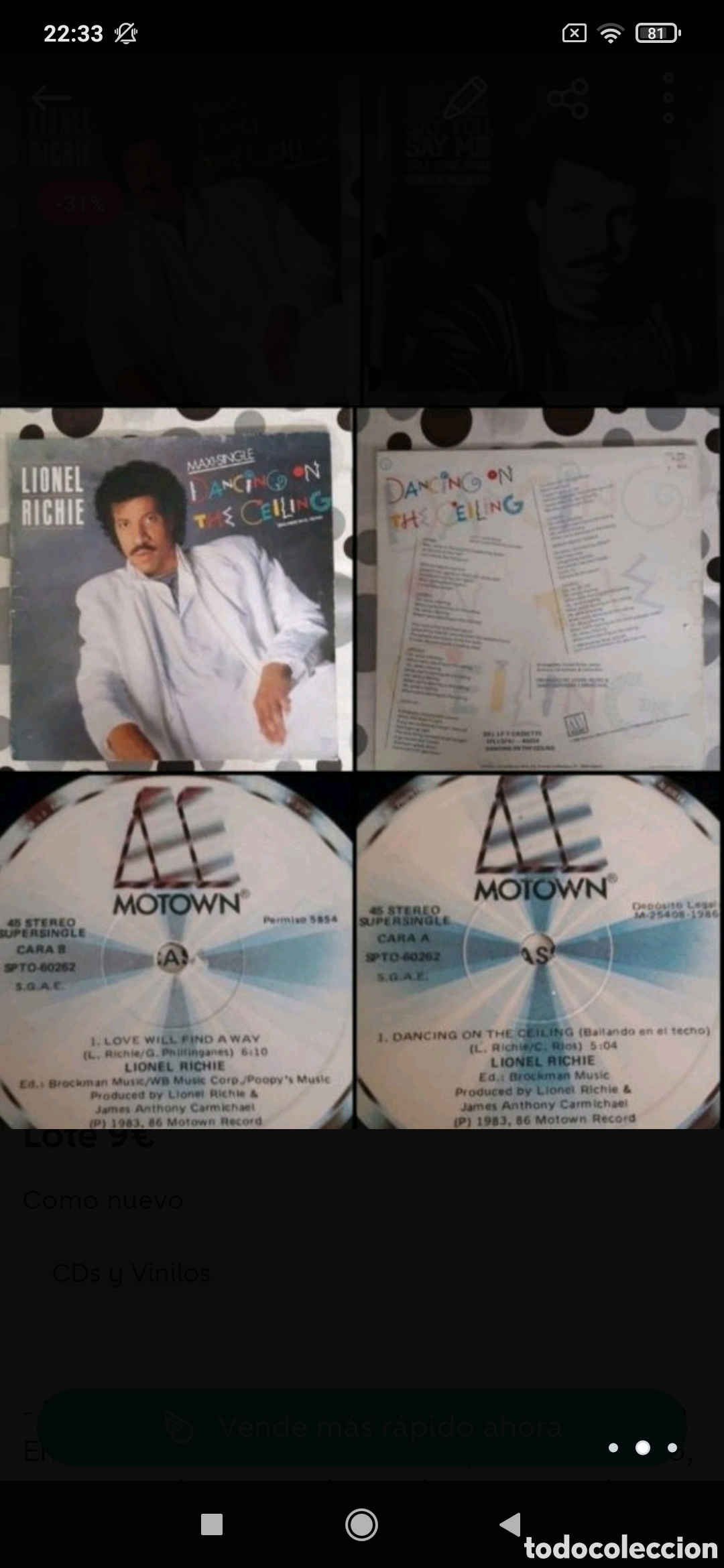 Discos de vinilo: Maxi single Lionel Richie. Dancing On The Ceiling - Foto 2