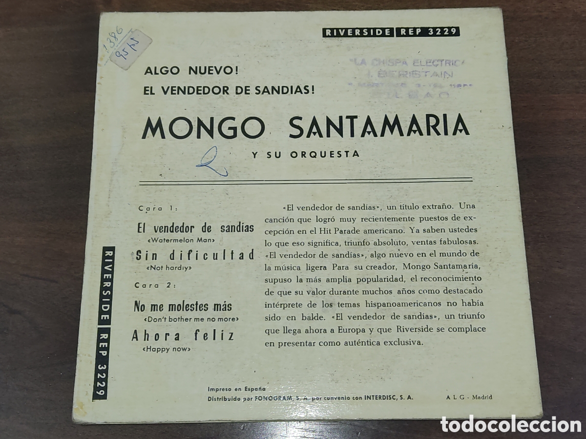 Discos de vinilo: EP Mongo Santamaria - Watermelon Man - Foto 2