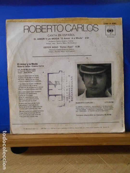 Discos de vinilo: ROBERTO CARLOS - AMOR Y MODA - SINGLE 1983 - - Foto 2