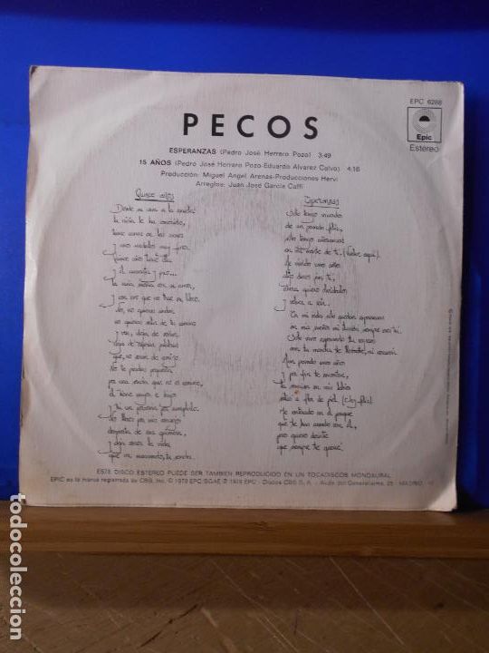 Discos de vinilo: SINGLE PECOS - ESPERANZAS - ESPA&Ntilde;A - A&Ntilde;O 1978 - Foto 2