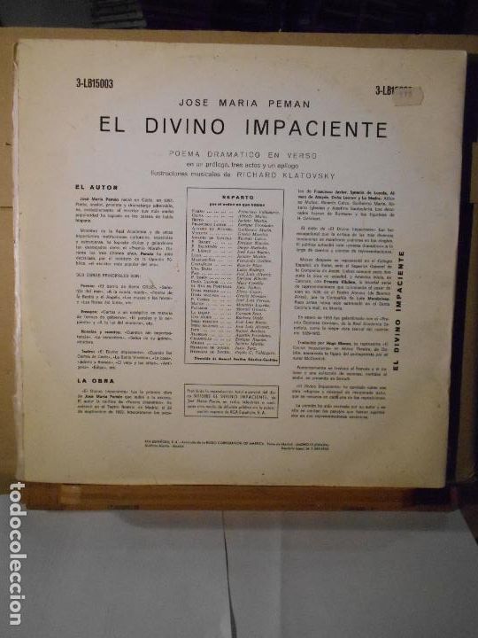 Discos de vinilo: JOSE MARIA PEMAN - EL DIVINO IMPACIENTE - - Foto 2