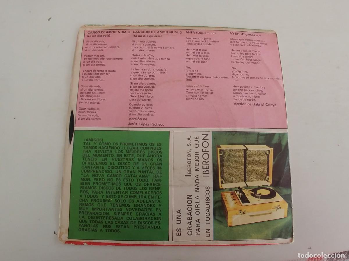 Discos de vinilo: RAIMON-SINGLE SI UN DIA VOLS - Foto 2