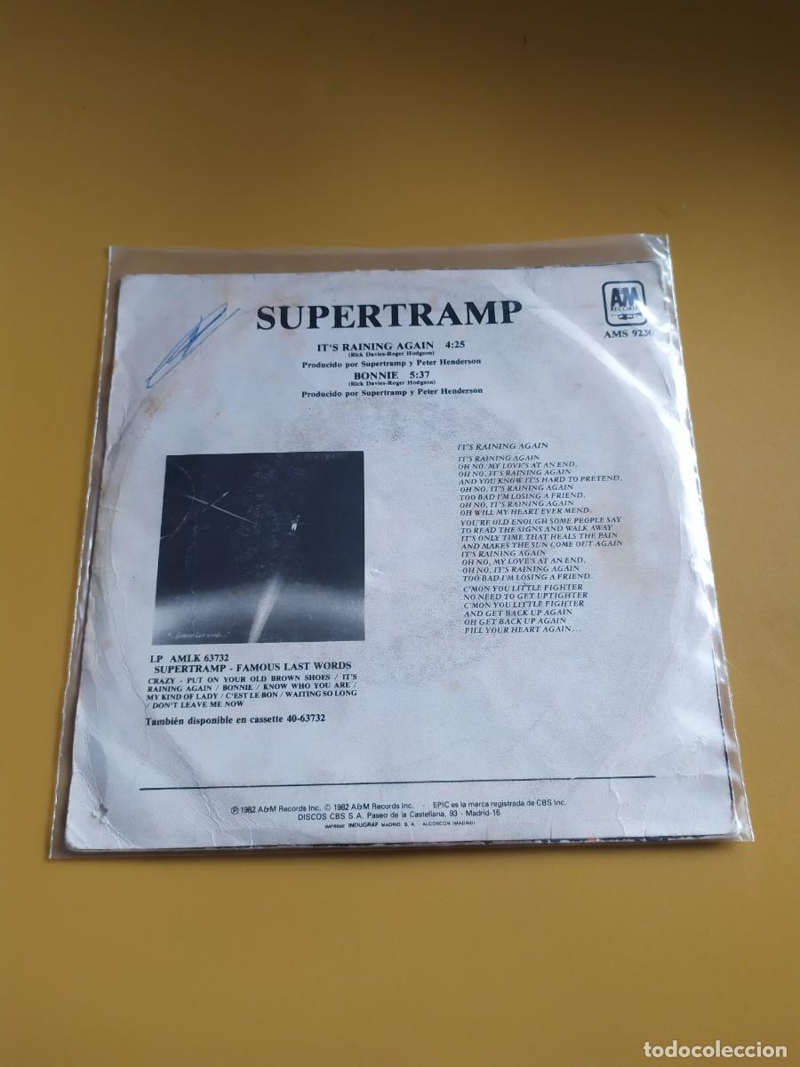 Discos de vinilo: Supertramp - Its Raining again / Bonnie 1982 - Foto 2