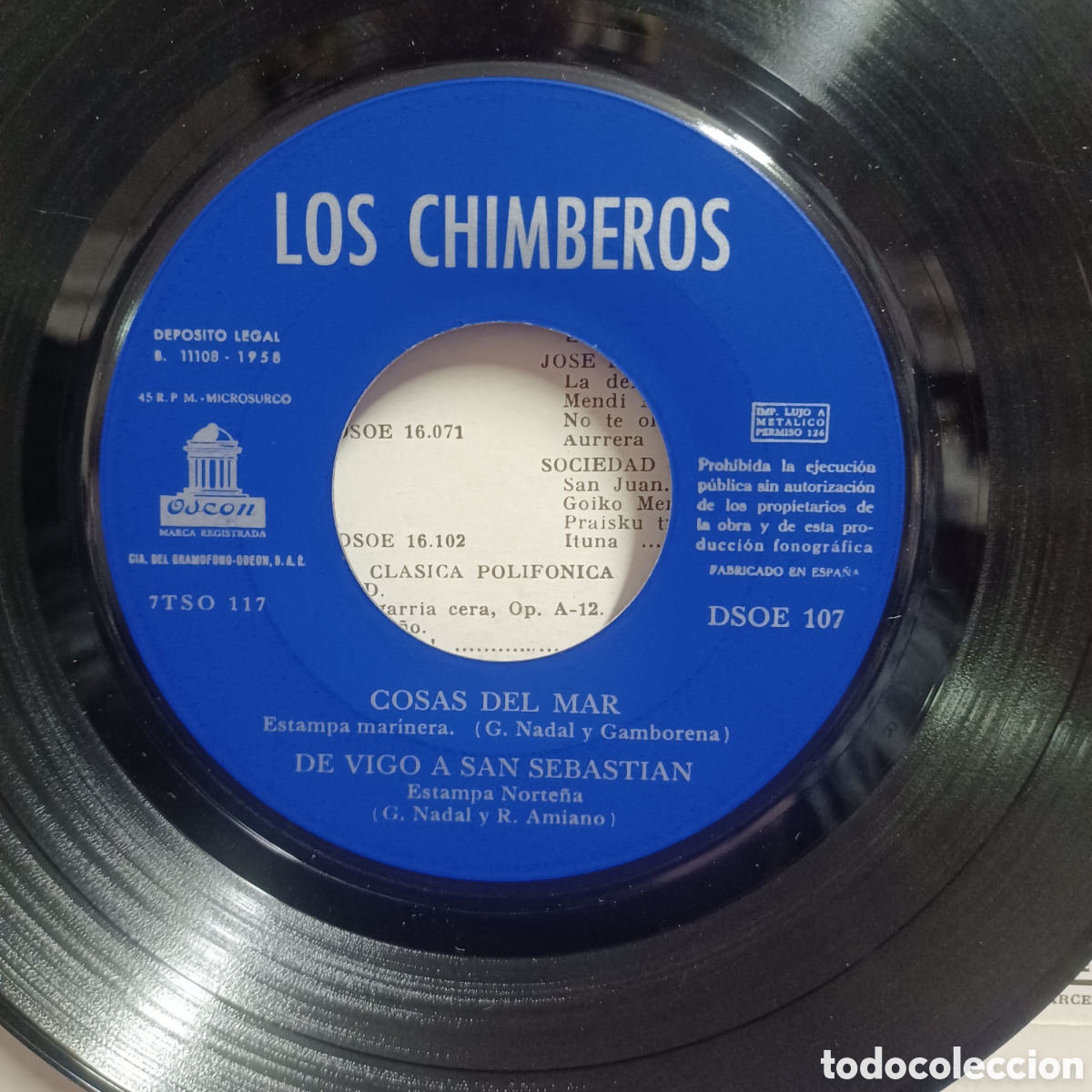 Discos de vinilo: CANCIONES VASCAS, LOS CHIMBEROS - COSAS DEL MAR + 3 - Foto 3