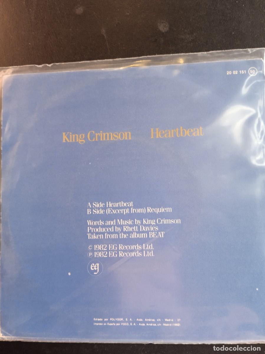 Discos de vinilo: KING CRIMSON- HEARTBEAT. SINGLE COMO NUEVO - Foto 2