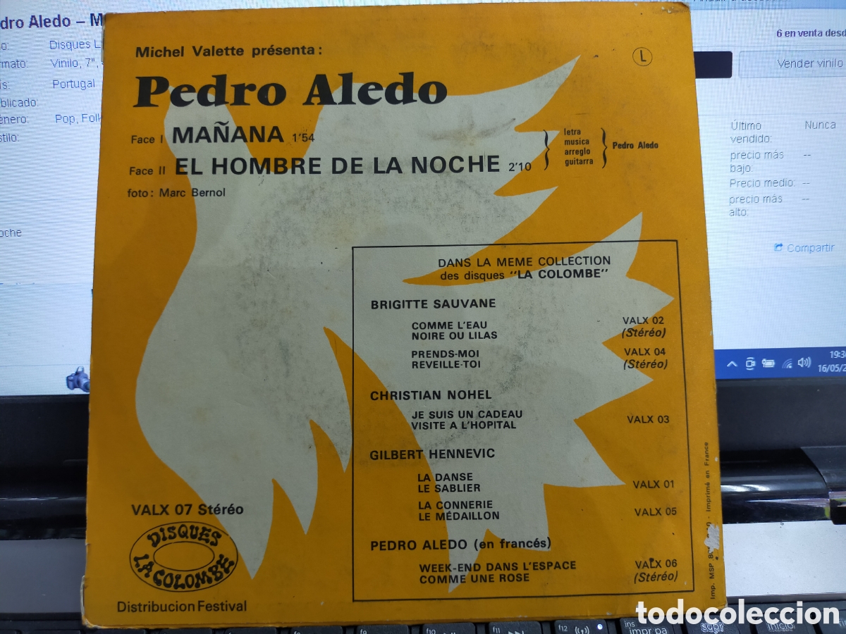 Discos de vinilo: Pedro aledo single ma&ntilde;ana Francia - Foto 2