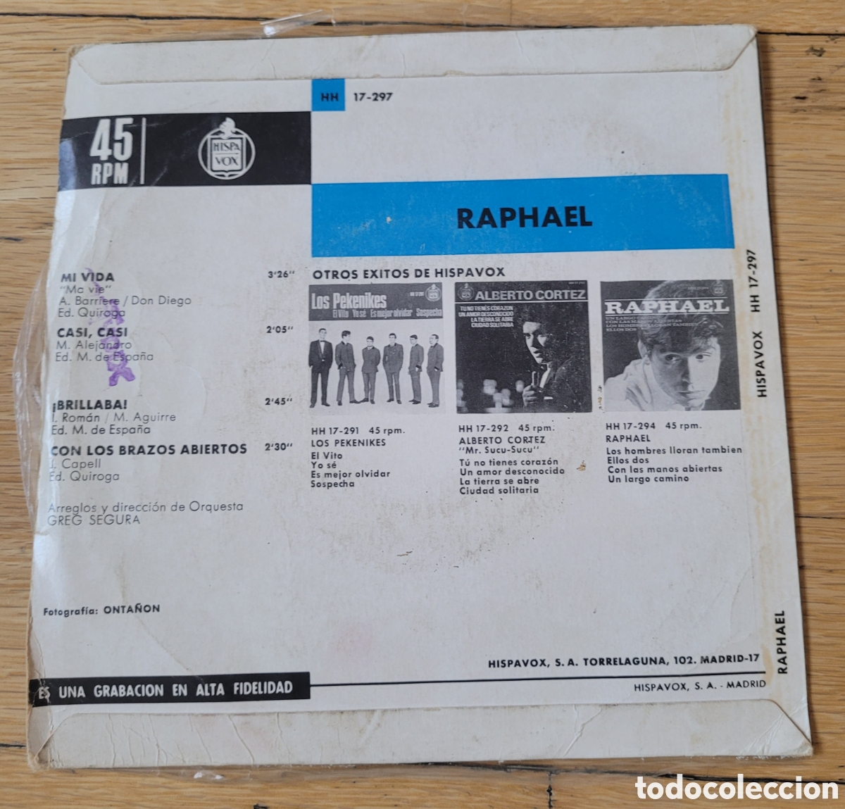 Discos de vinilo: Raphael Ep 4 canciones - Foto 2