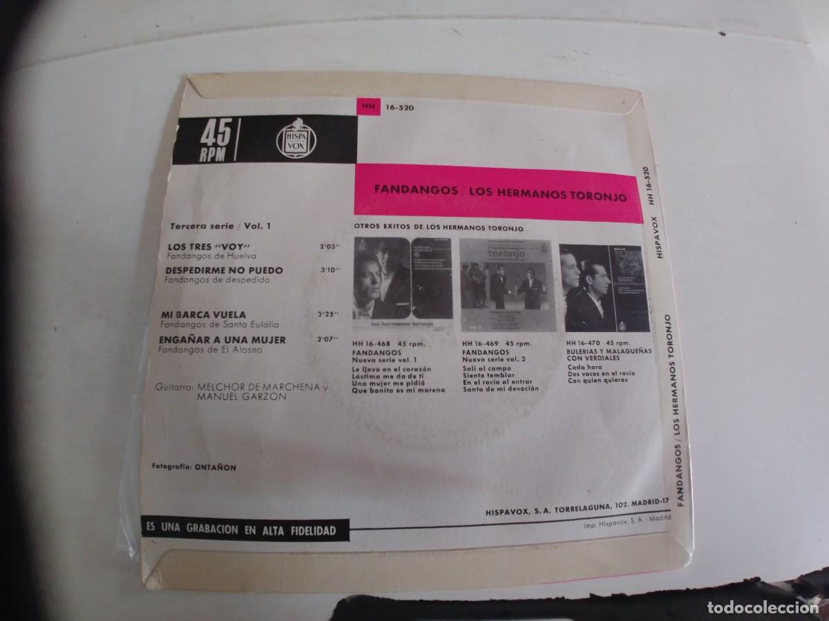 Discos de vinilo: HERMANOS TORONJO-EP FANDANGOS - Foto 2