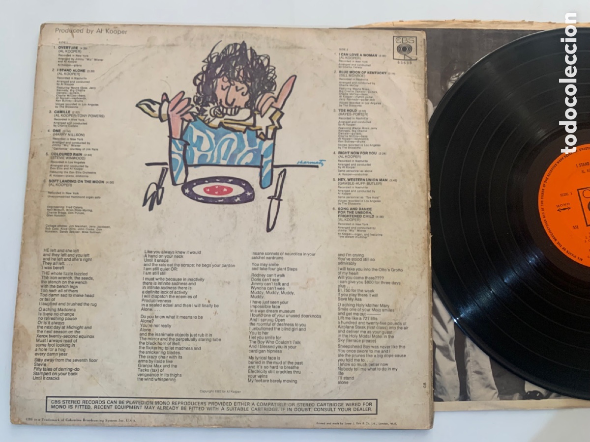 Discos de vinilo: Lp Al Kooper - I Stand Alone edicion UK de 1969 - Foto 2