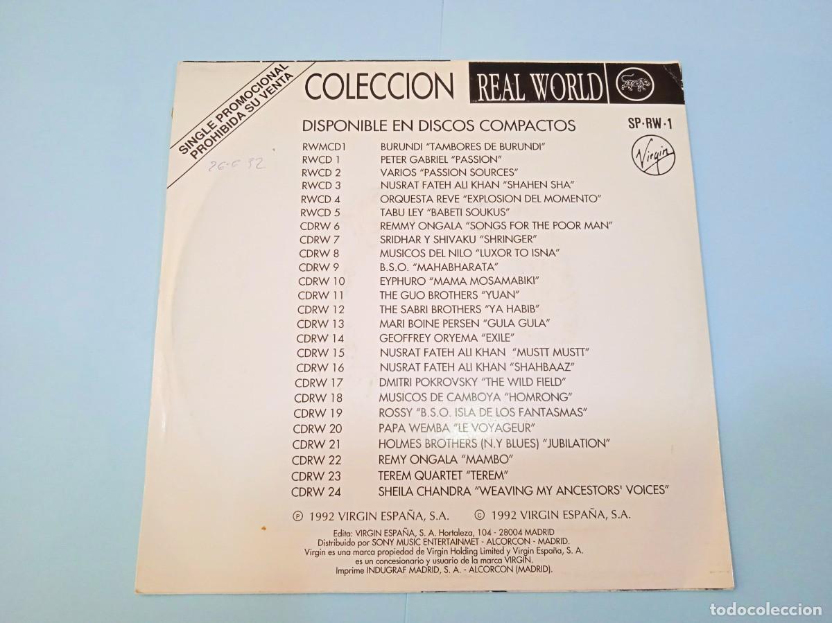 Discos de vinilo: Single Promocional Real World (Massive Attack, Peter Gabriel) - Foto 2