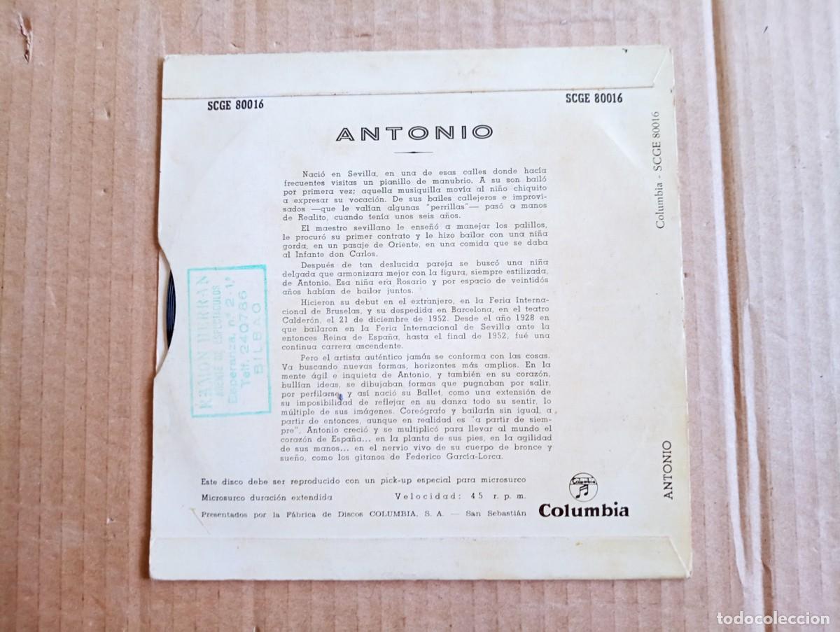 Discos de vinilo: ANTONIO -ANDALUZA EP 4 TEMAS - Foto 3