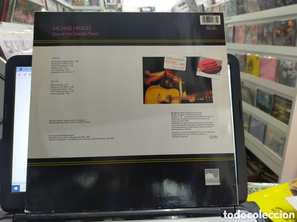 Discos de vinilo: Michael hedges LP live on the double planet 1987 - Foto 2