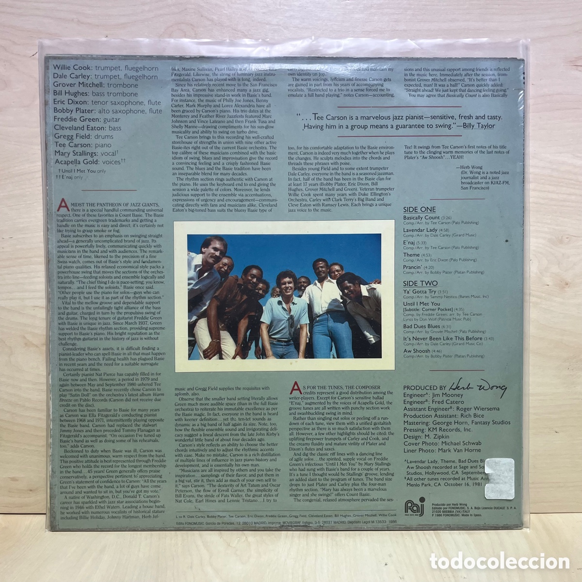 Discos de vinilo: Tee Carson And The Basie Bandsmen - Basically Count (LP, Album) - Foto 2