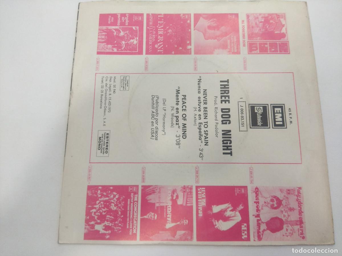 Discos de vinilo: THREE DOG NIGHT/NEVER BEEN TO SPAIN/SINGLE. - Foto 3