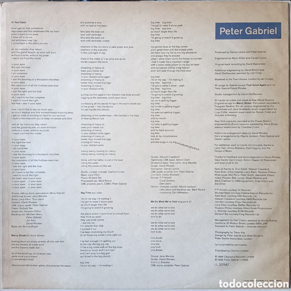 Discos de vinilo: Peter Gabriel, 1986 - So - Foto 4