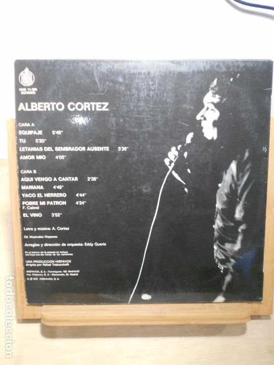 Discos de vinilo: ALBERTO CORTEZ - EQUIPAJE - LP HISPAVOX 1972 - Foto 2