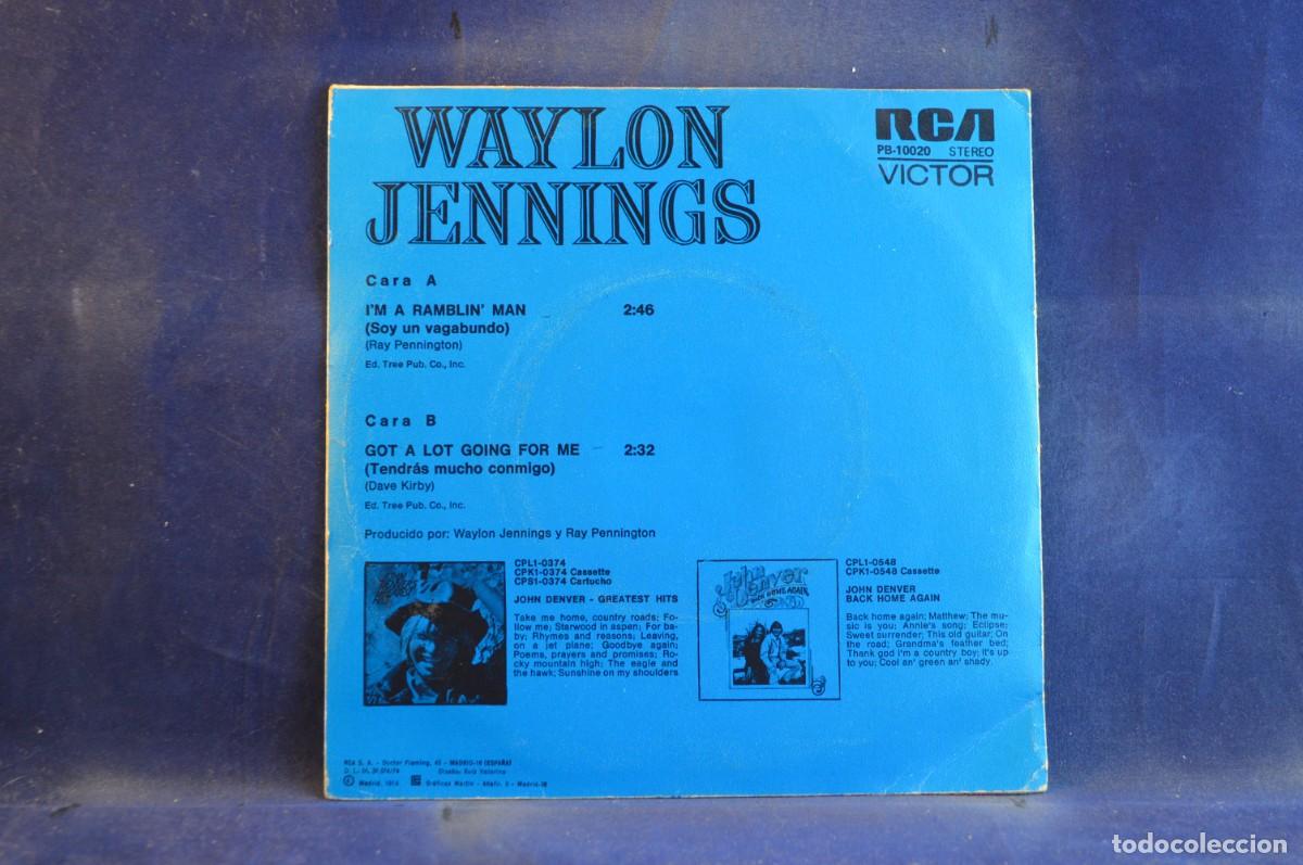 Discos de vinilo: WAYLON JENNINGS - IM A RAMBLIN MAN - SINGLE - Foto 2