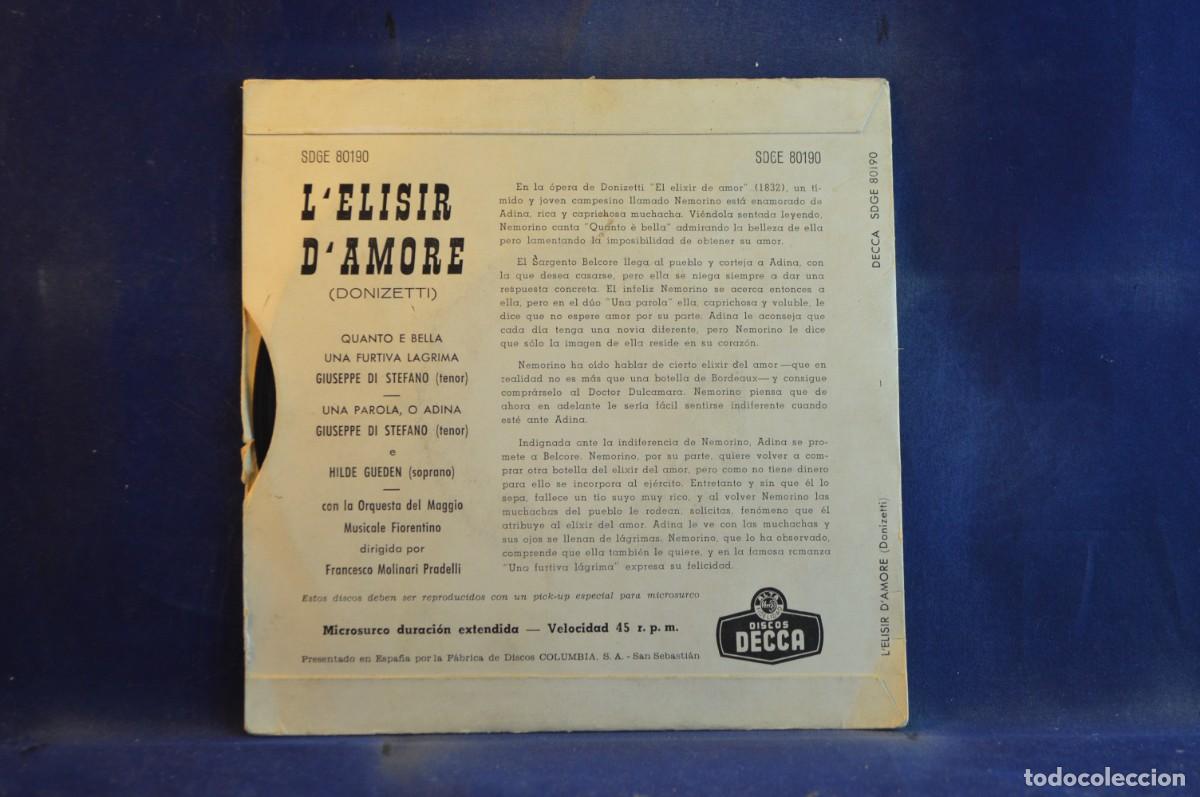 Discos de vinilo: LELISIR DAMORE - DONIZETTI - EP - Foto 2