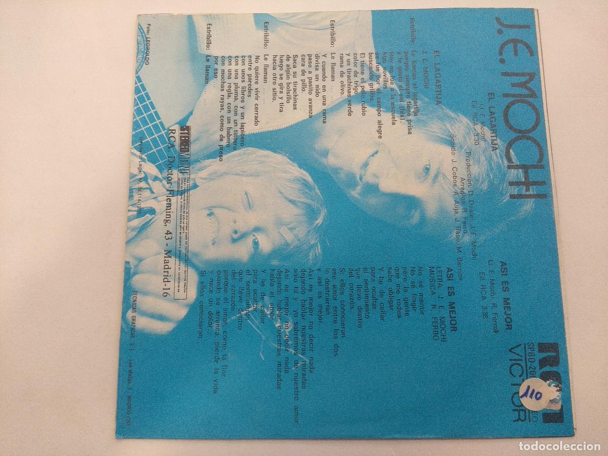 Discos de vinilo: J.E.MOCHI/EL LAGARTIJA/SINGLE. - Foto 2