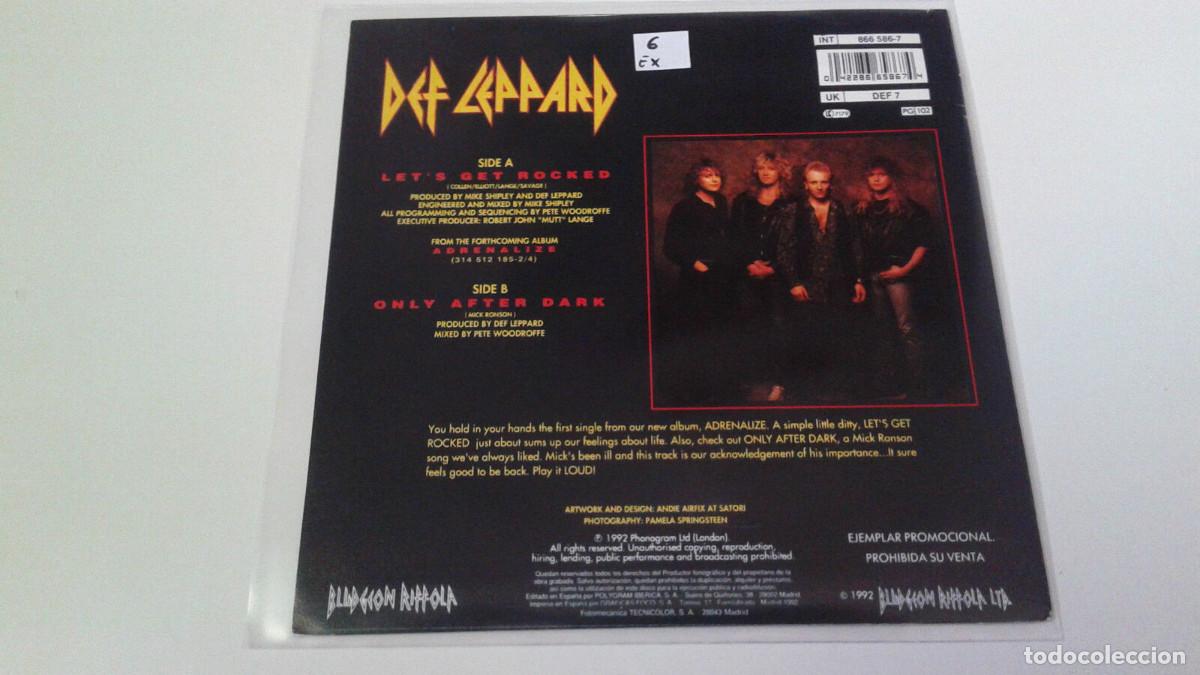 Discos de vinilo: DEF LEPPARD &rdquo;LETS GET ROCKED&rdquo; 7&rdquo; SPANISH SINGLE EX/EX - Foto 2