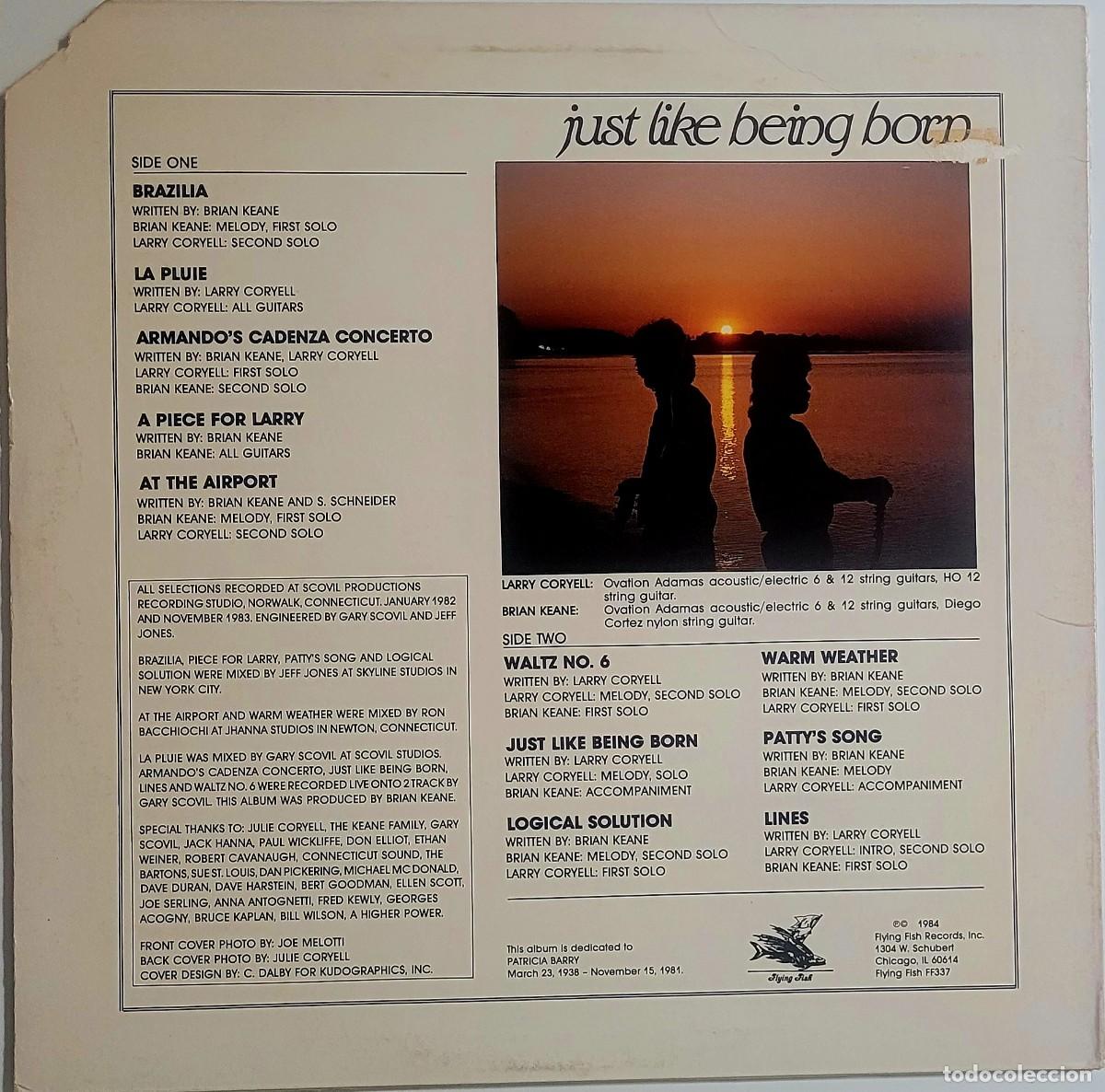 Discos de vinilo: LARRY CORYELL & BRIAN KEANE. JUST LIKE BEING BORN - Foto 2