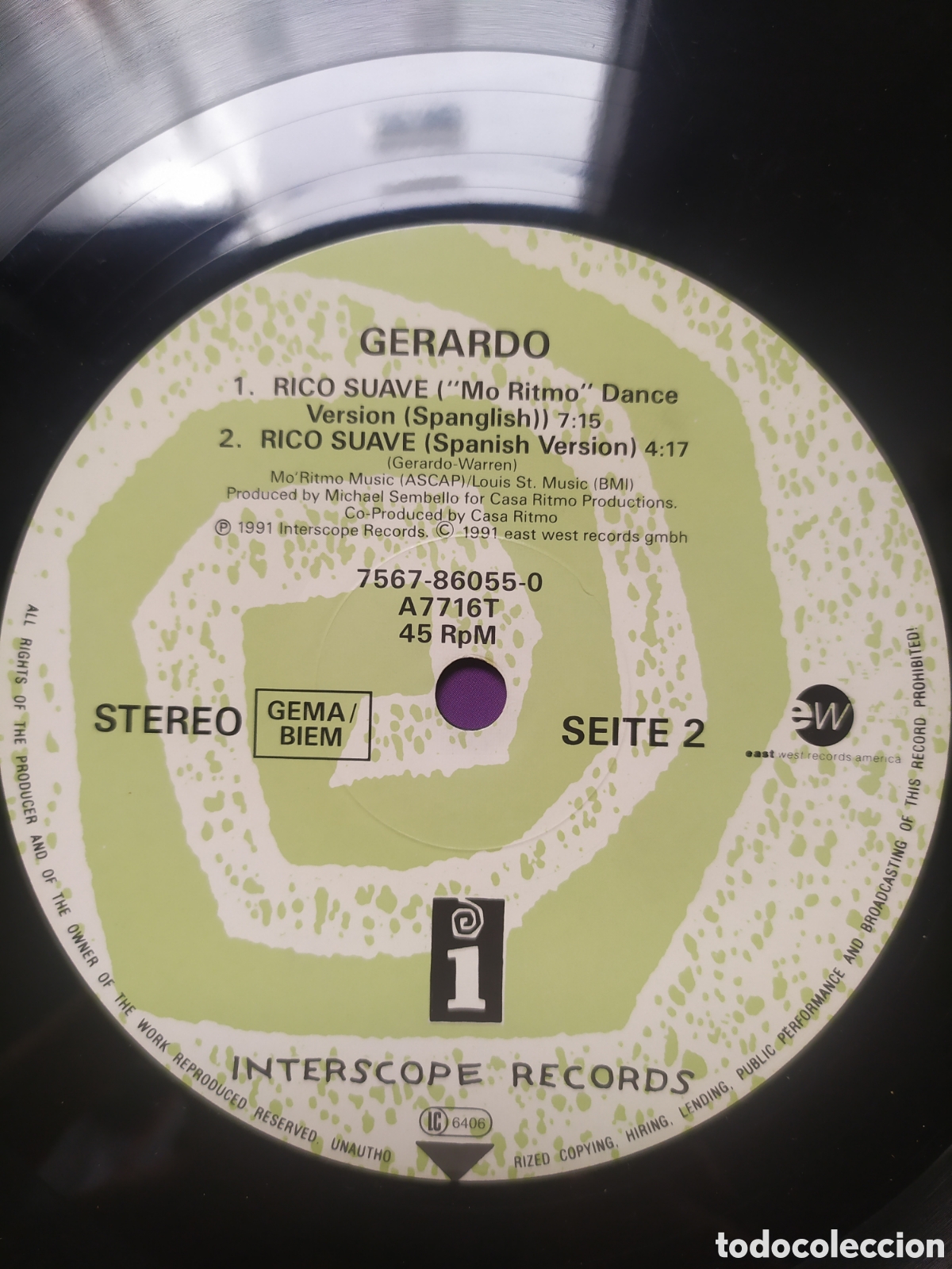 Discos de vinilo: Maxi single Gerardo. Rico Suave - Foto 3
