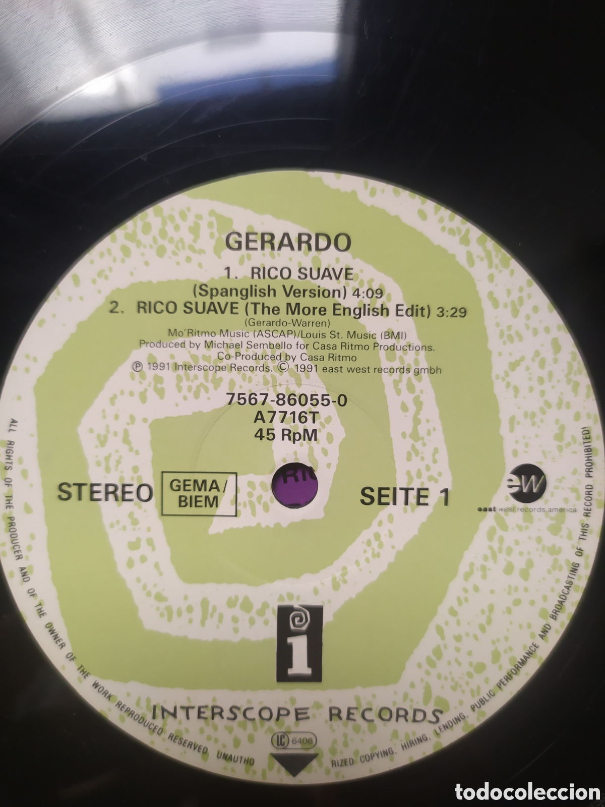 Discos de vinilo: Maxi single Gerardo. Rico Suave - Foto 4