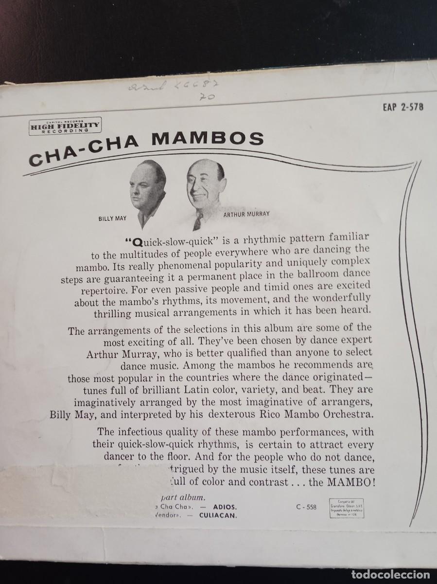 Discos de vinilo: ARTHUR MURRAY- BILLY MAY- CHA CHA MAMBOS. PART 2. EP - Foto 2