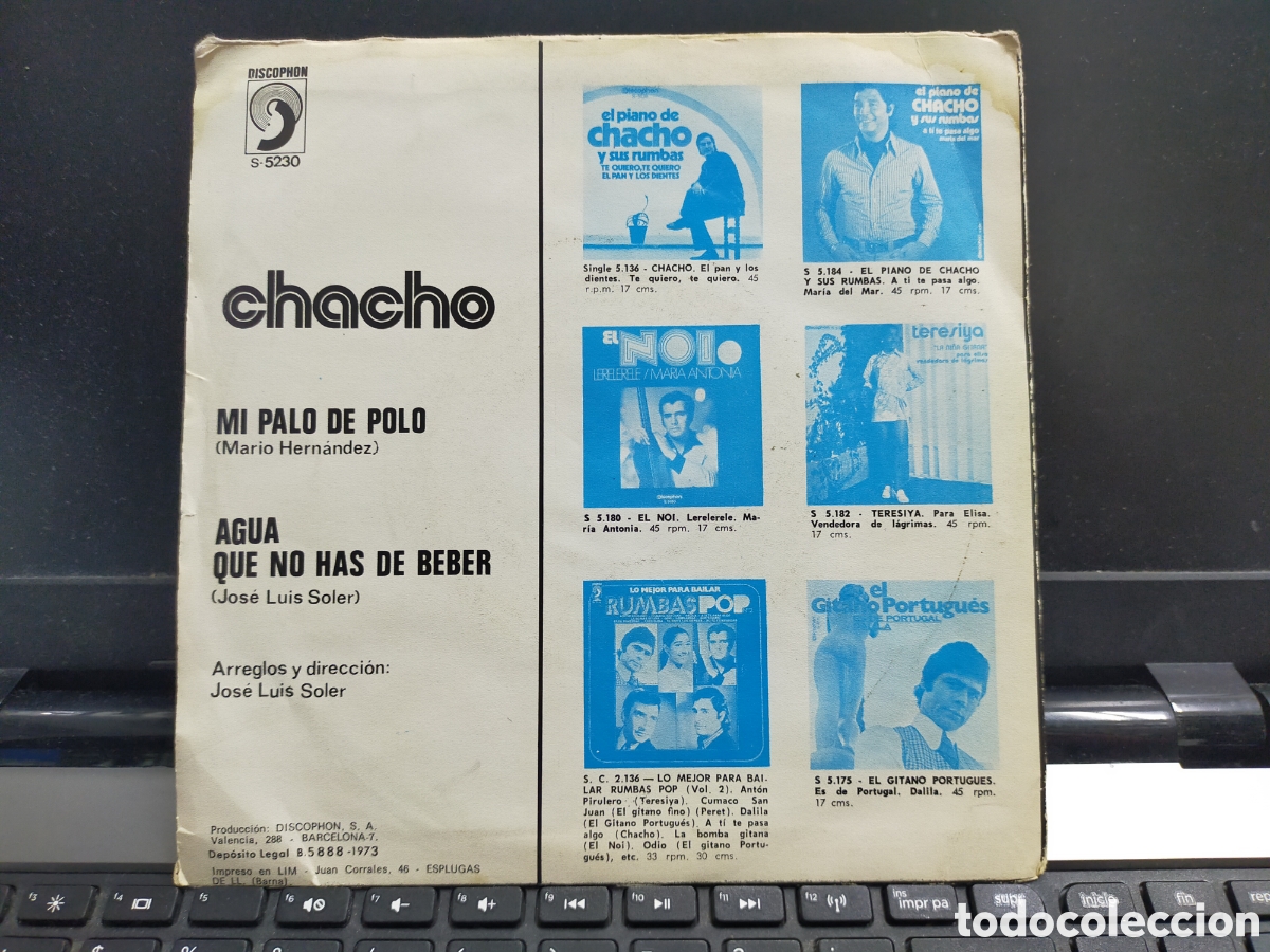 Discos de vinilo: Chacho single mi palo de polo 1973 - Foto 2