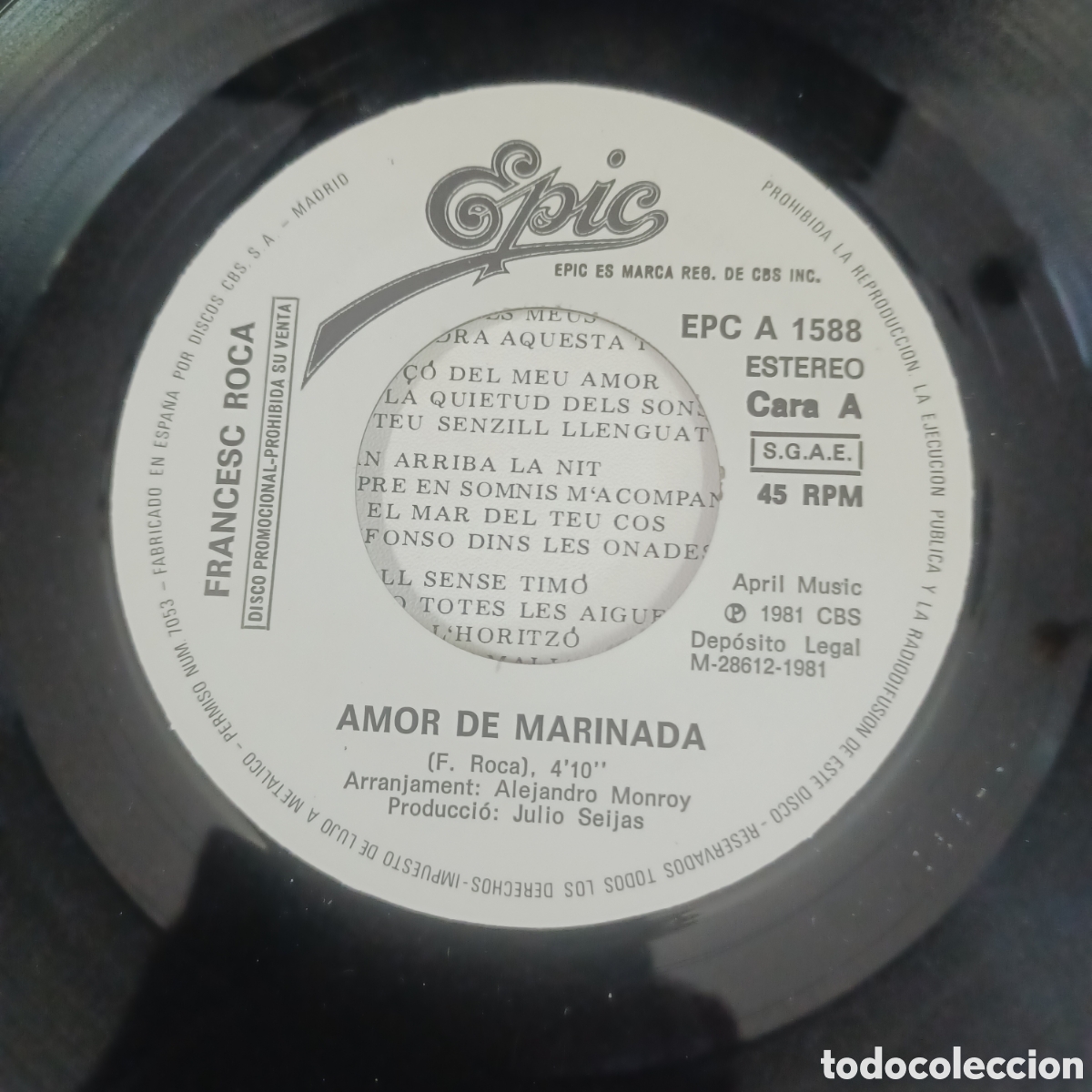 Discos de vinilo: FRANCESC ROCA - AMOR DE MARINADA 1981 SINGLE PROMO - Foto 3