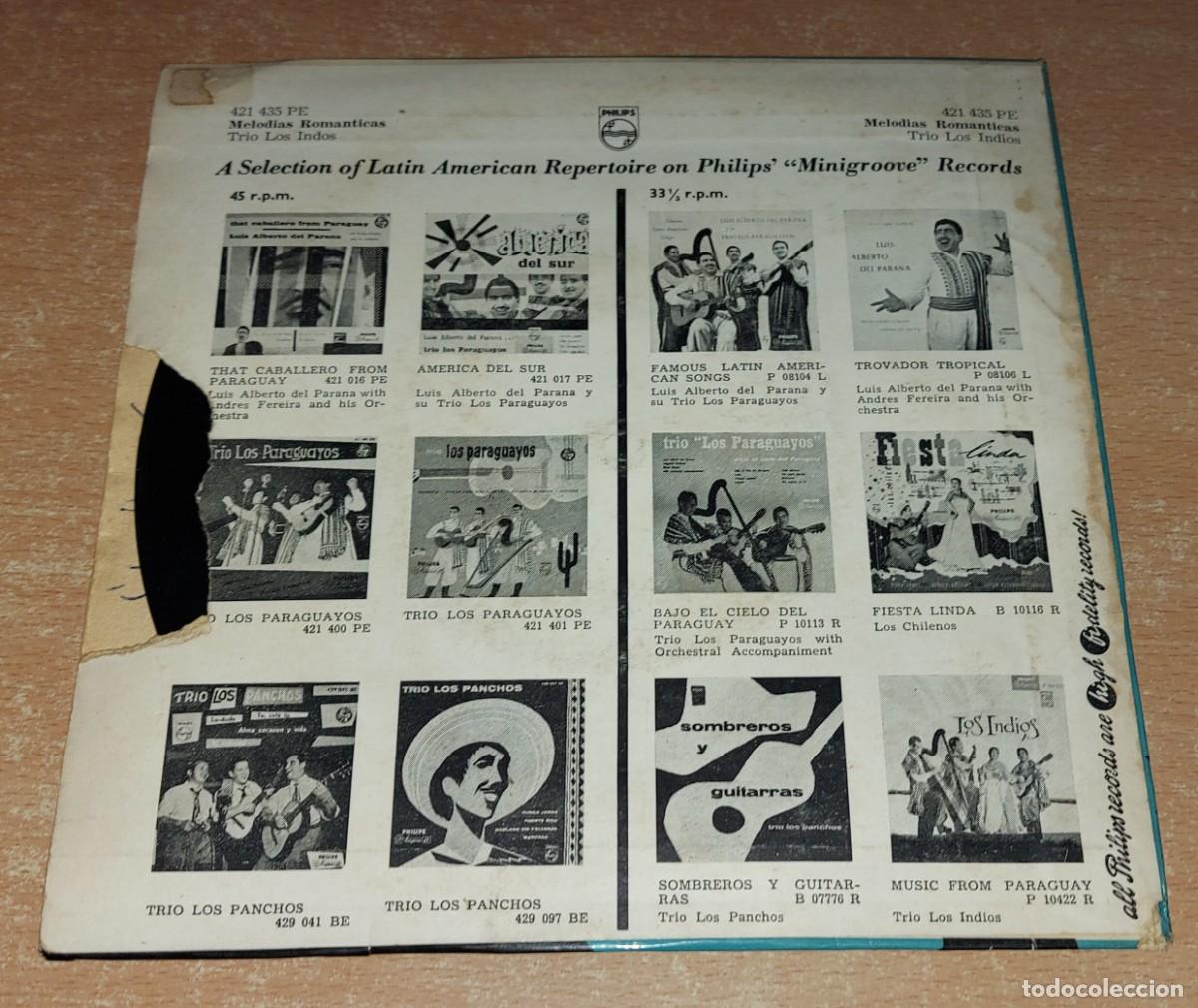 Discos de vinilo: TRIO LOS INDIOS MELODIAS ROM&Aacute;NTICAS PHILIPS - Foto 2