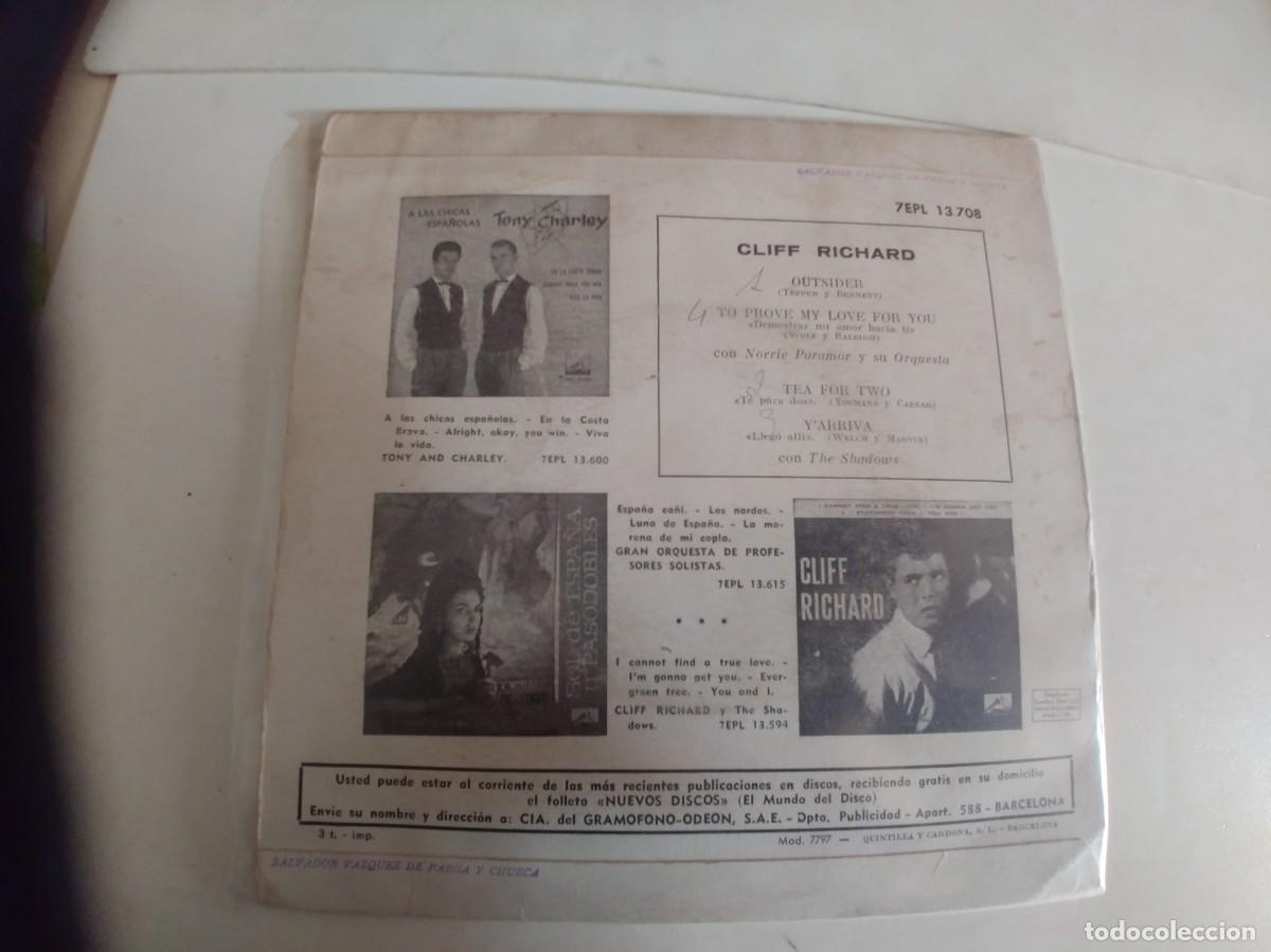 Discos de vinilo: CLIFF RICHARD-EP OUTSIDER +3 - Foto 2