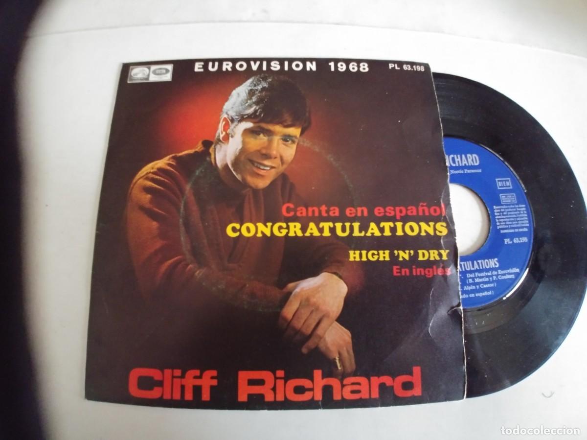 Discos de vinilo: CLIFF RICHARD-SINGLE CONGRATULATIONS-EN ESPA&Ntilde;OL - Foto 1