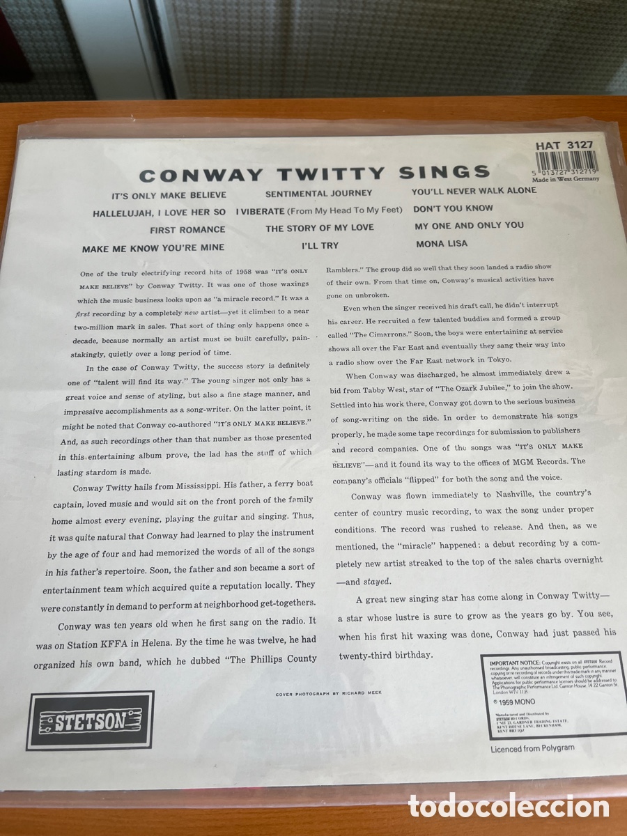 Discos de vinilo: Conway Twitty - Conway Titty Sings - Foto 2