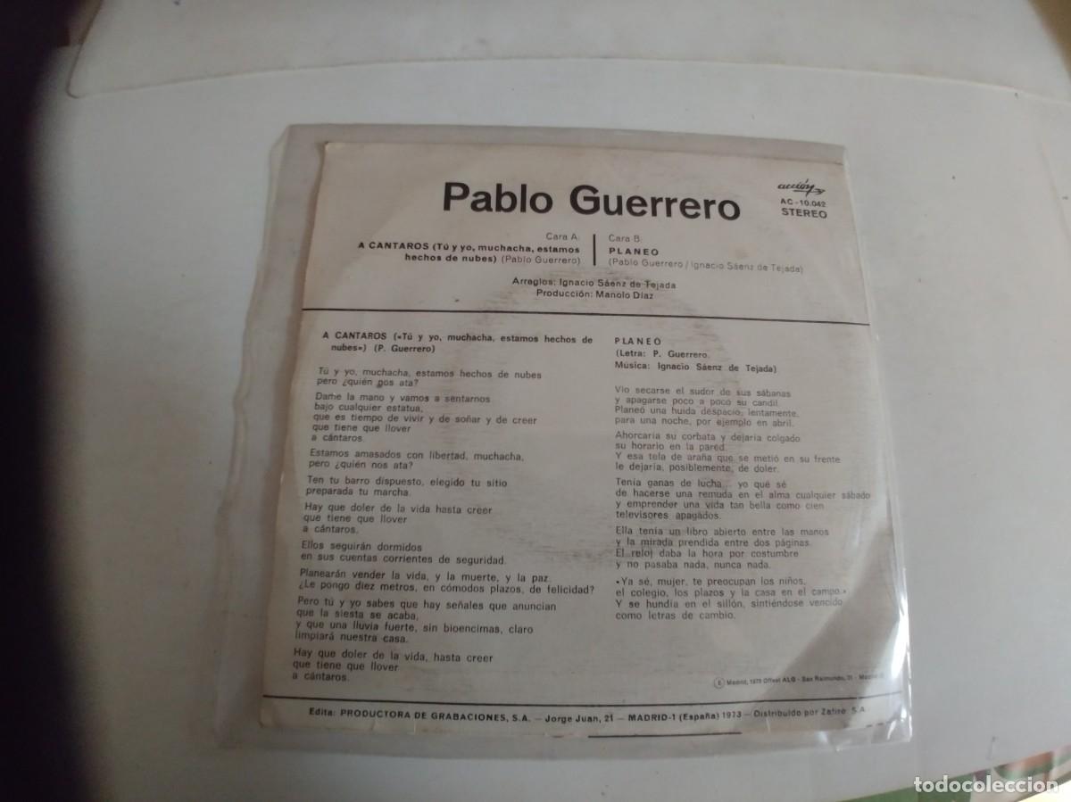 Discos de vinilo: PABLO GUERRERO-SINGLE A CANTAROS - Foto 2