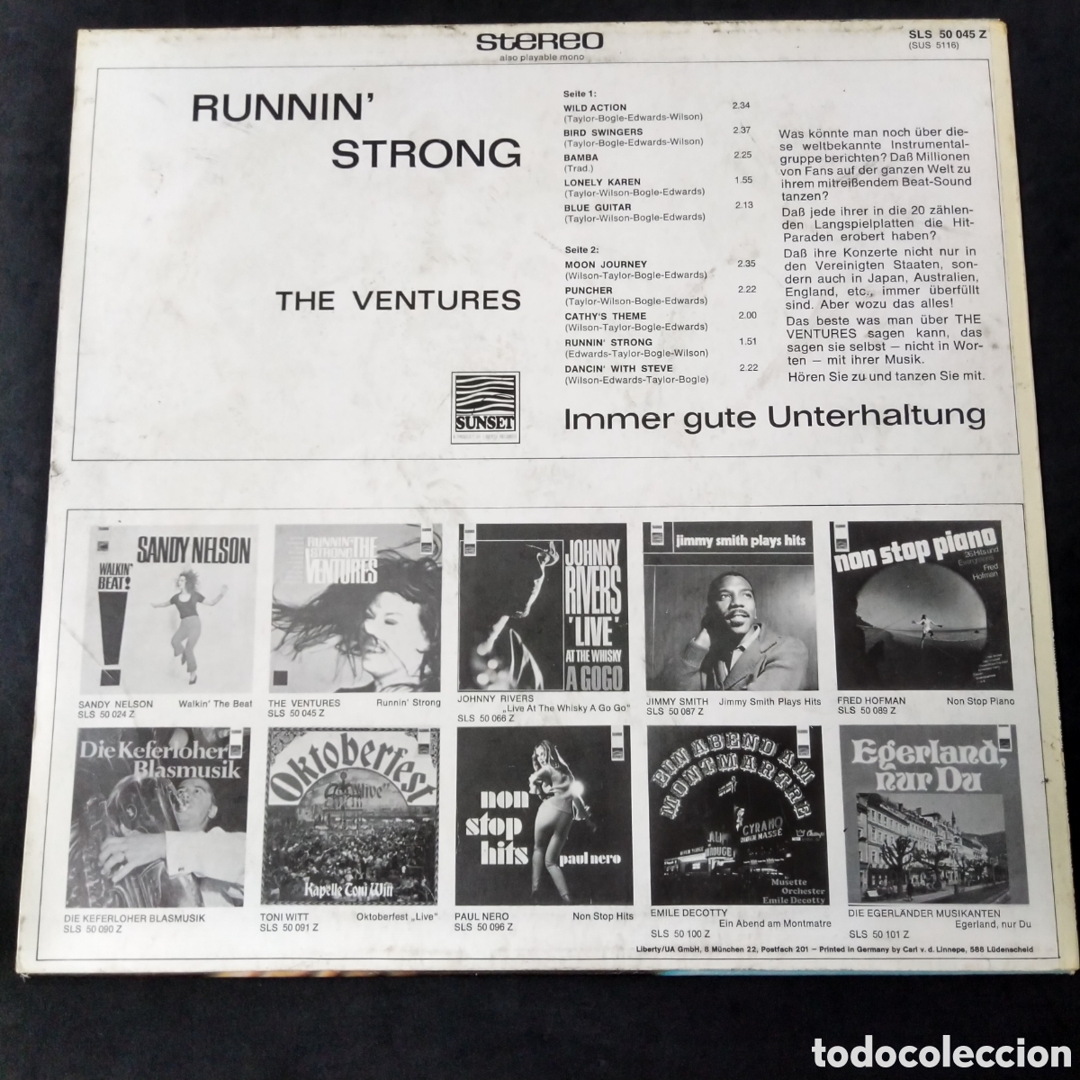 Discos de vinilo: THE VENTURES - RUNNIN STRONG - LP - 1966 - RUNNING - Foto 2