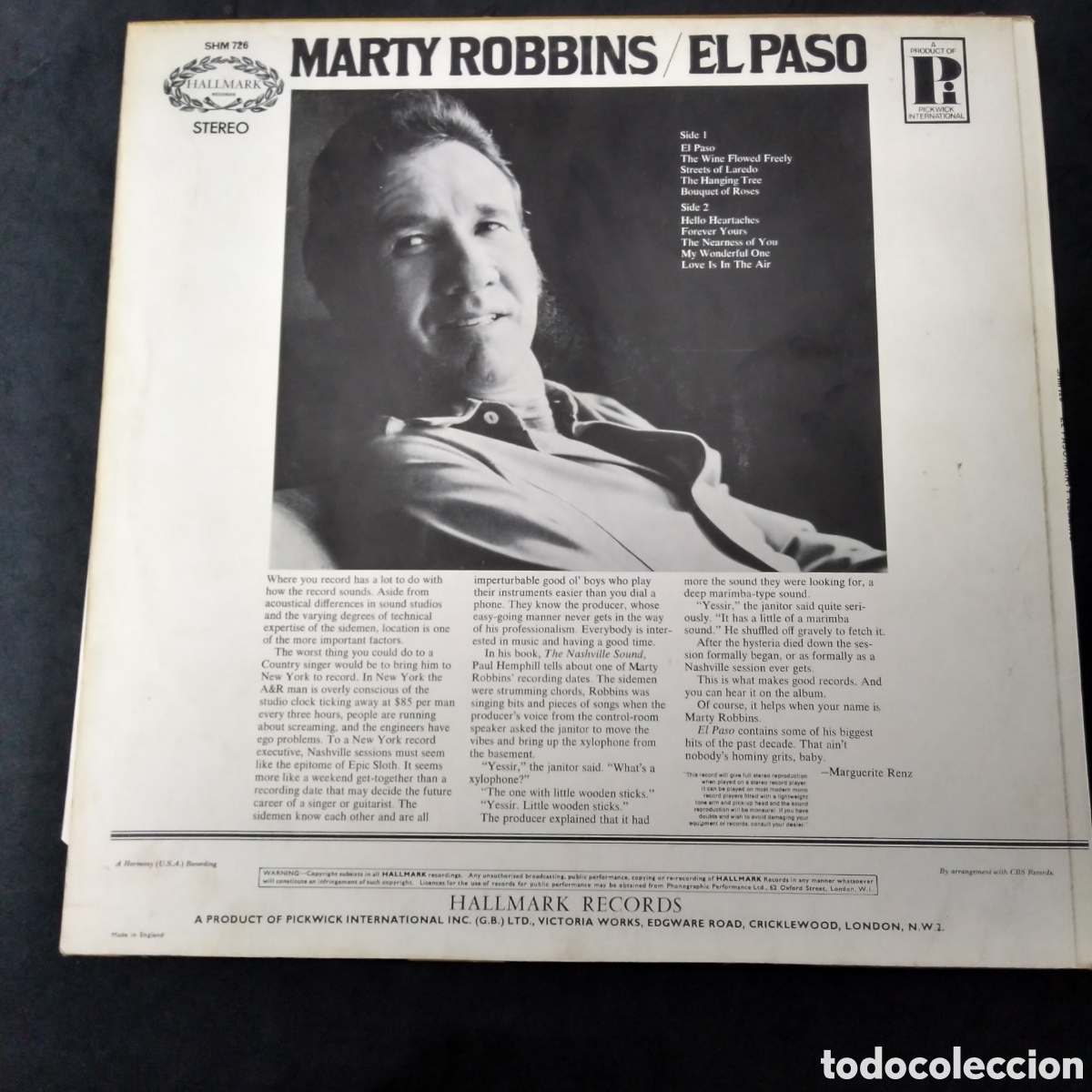 Discos de vinilo: MARTY ROBBINS - EL PASO - LP - 1970 - Foto 2