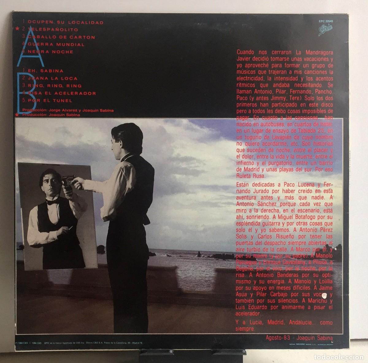 Discos de vinilo: Joaqu&iacute;n Sabina - Ruleta Rusa - LP - Foto 2