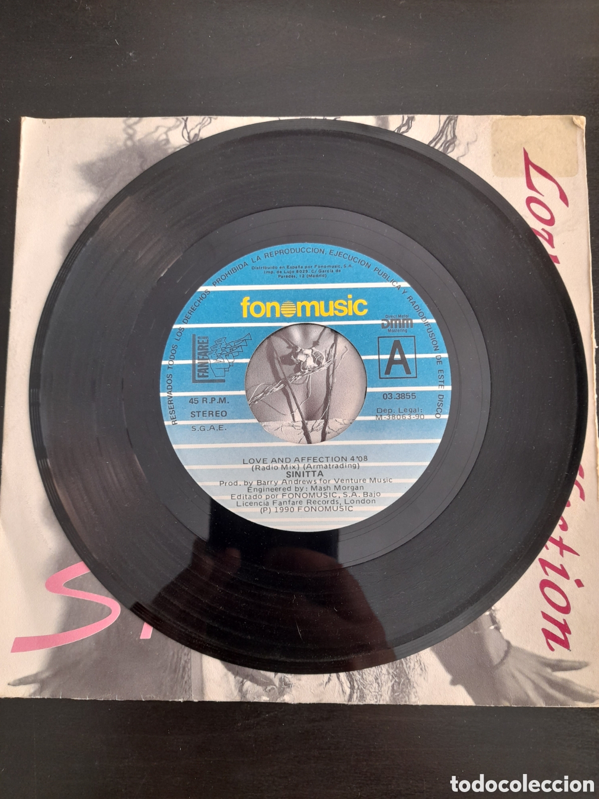 Discos de vinilo: Sinitta &ndash; Love & Affection. 1990, Espa&ntilde;a. 7&rdquo; Single - Foto 3
