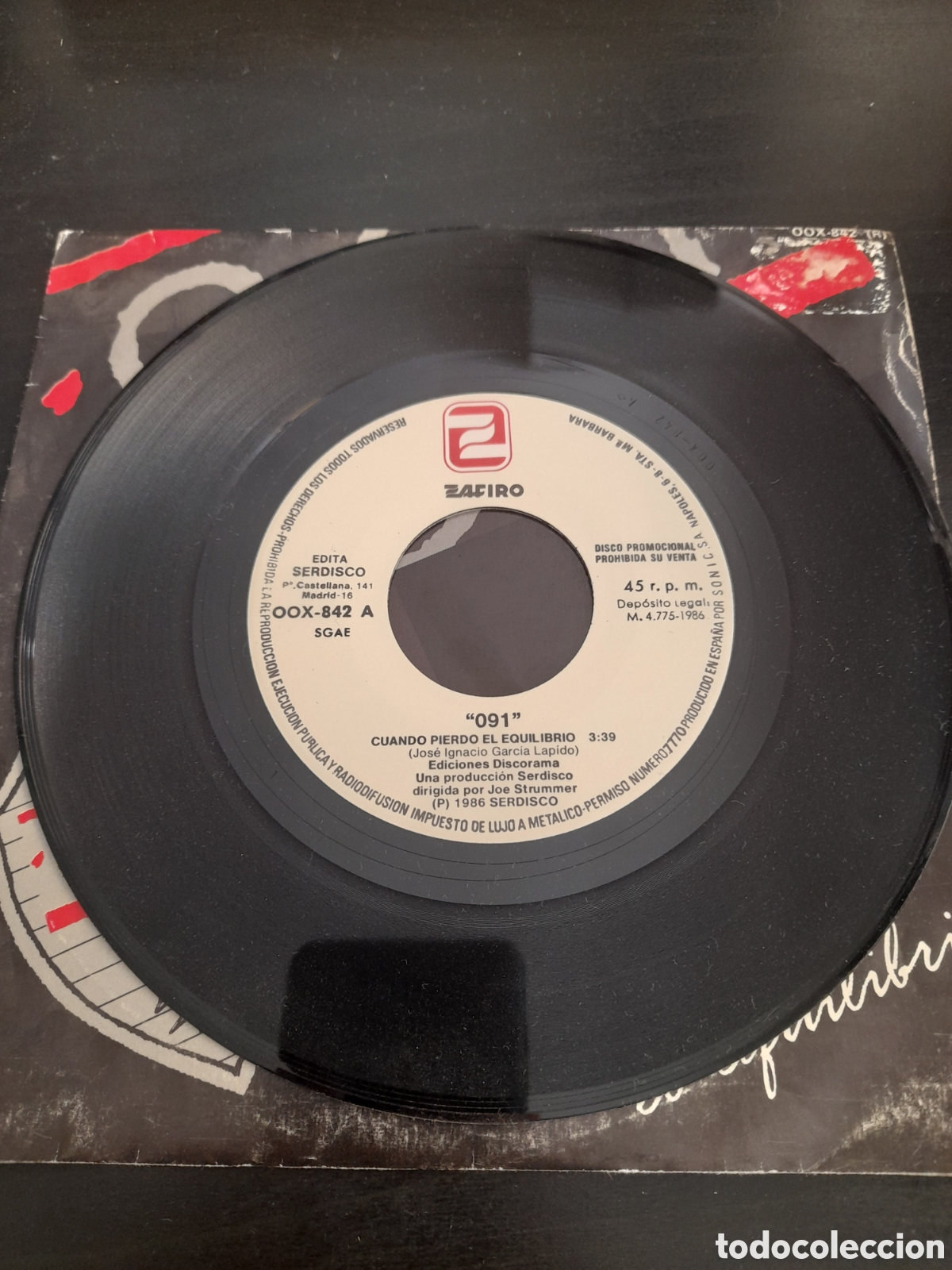 Discos de vinilo: 091 &ndash; Cuando Pierdo El Equilibrio. 1986. Vinilo, 7&rdquo;, Single, Promo - Foto 3