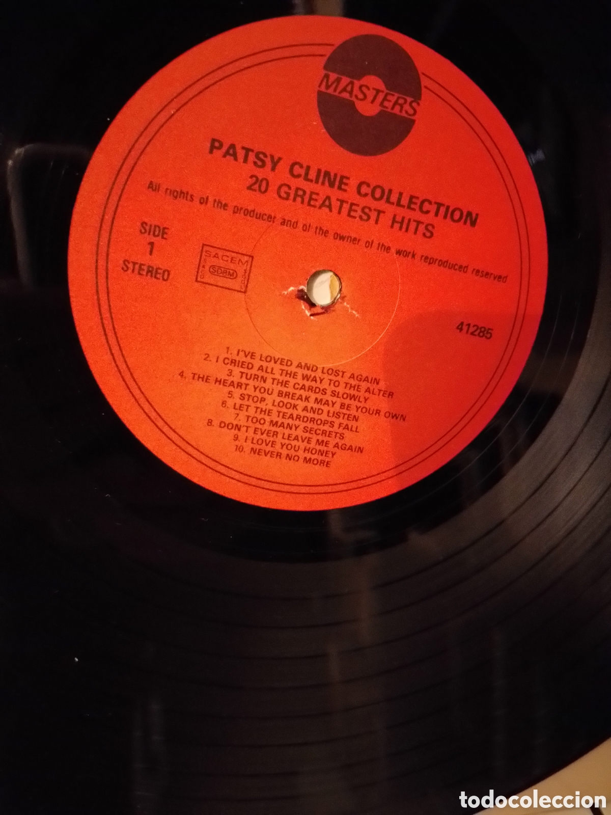 Discos de vinilo: Holanda. Patsy Cline. 20 greatest hits. Comp. 41285. Disco EX. Car&aacute;tula VG+. - Foto 2